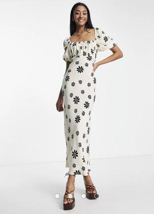 Платье с открытой спинкой,макси,длинное,вискоза,сарафан в цветы