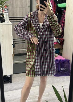 Женское пальто asos design жакет платье пиджак в клетку овер