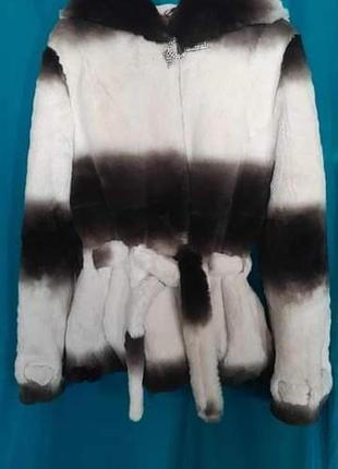 Шуба белая зимняя стриженая норковая с шиншиллою5 фото