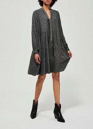 Платье короткое ярусное серое вискоза,48 р