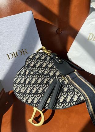 👜 dior saddle bag with strap blue dior oblique jacquard3 фото