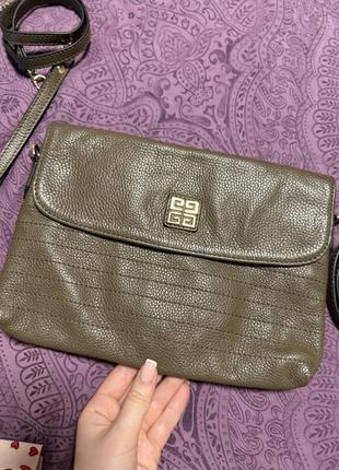 Брендовая сумка из кожи,кожаная сумка givenchy,коричневый клач,сумка крос-боди