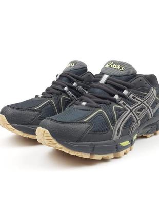 Asics gel kahana 8 темно сірі з салатовим кросівки кеди чоловічі асікс весняні літні демісезонні низькі шкіра сітка легкі текстильні топ якість7 фото