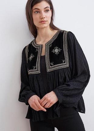 Бархатный жакет, пиджак,блузка,вышиванка этно бохо стиль, вышивка velvet by graham & spencer