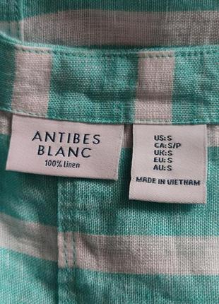 Antibes blanc полосатое льняное платье цвета мяты /8394/ 4