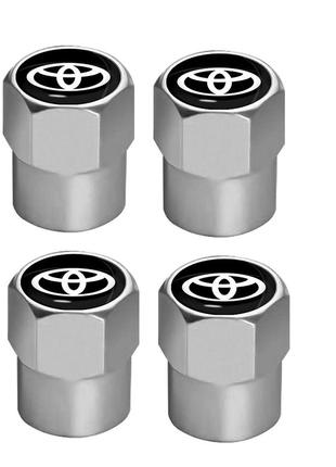 Защитные металлические колпачки на ниппель в стиле хром с логотипом toyota