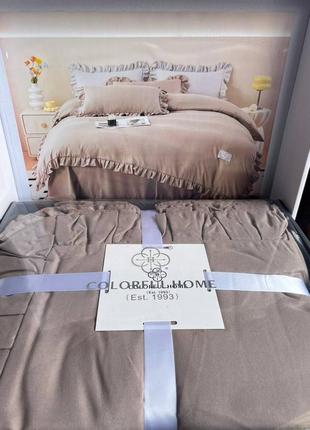 Комплект постільної білизни з рюшами євро розмір