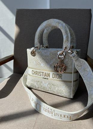 👜 christian dior medium lady d-lite white gold7 фото