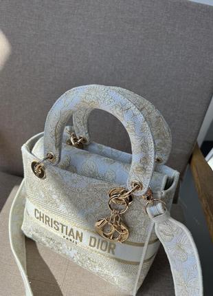 👜 christian dior medium lady d-lite white gold8 фото