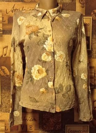 Чудова вінтажна квітуса поліамідова напівпрозора блуза schumaher,p.xl, італія