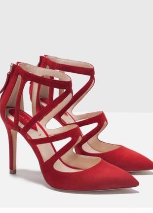 Туфлі zara червоні натуральна замша