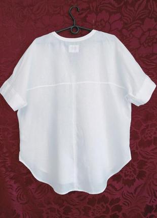 100% мягкий лён белая блуза свободного кроя льняная блузка белоснежная рубашка оверсайз2 фото