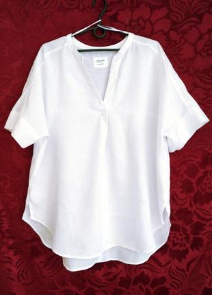 100% мягкий лён белая блуза свободного кроя льняная блузка белоснежная рубашка оверсайз10 фото