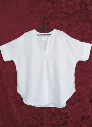 100% мягкий лён белая блуза свободного кроя льняная блузка белоснежная рубашка оверсайз3 фото
