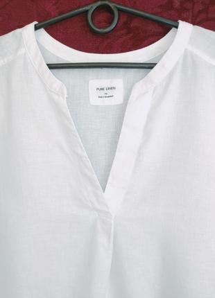 100% мягкий лён белая блуза свободного кроя льняная блузка белоснежная рубашка оверсайз5 фото