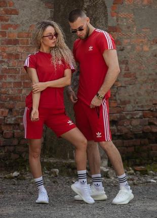Комплект унисекс 👫футболка-шорты adidas (красный, белый, черный и хаки)+
2 пары носков в подарок 🎁