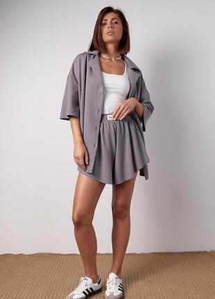 Трикотажний костюм з шортиками кльош oversize