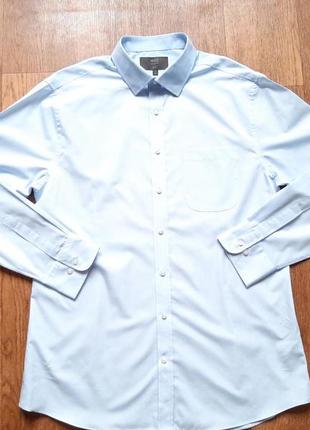 Рубашка голубая голубая marks&amp;spencer slim fit 17" 43 см размер l, m