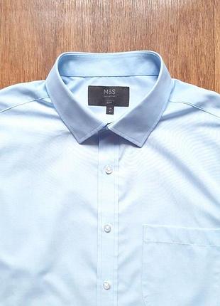 Сорочка блакитна голуба marks&spencer slim fit 17" 43 см розмір l , m