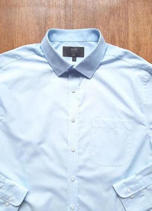 Рубашка голубая голубая marks&amp;spencer slim fit 17" 43 см размер l, m