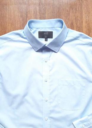 Рубашка голубая голубая marks&amp;spencer slim fit 17" 43 см размер l, m