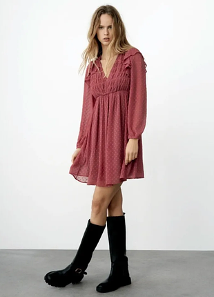 Короткое платье плюмети шифоновое платье zara