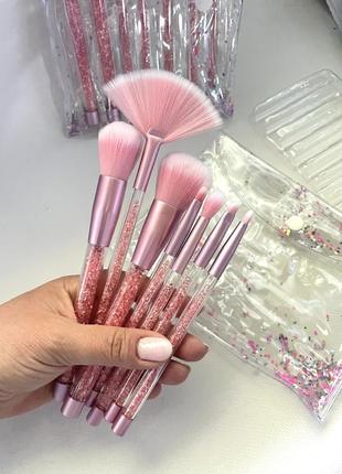 Хіт! 7 шт у футлярі пензлі для макіяжу набір pink crystal probeauty
