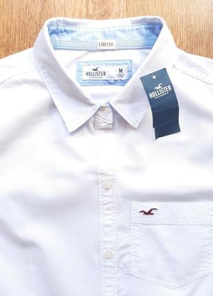 Сорочка стрейчева біла hollister оригинал белая размер m , коттон 100%