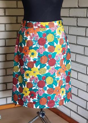 Юбка натуральная, в цветочный принт 16 р-ру.