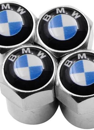 Защитные металлические колпачки на ниппель в стиле хром с логотипом bmw