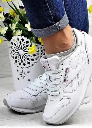 Кроссовки reebok classic белые рыбок кожа женские