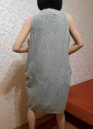 Платье италия лен хлопок бохо кокон льняное хаки8 фото
