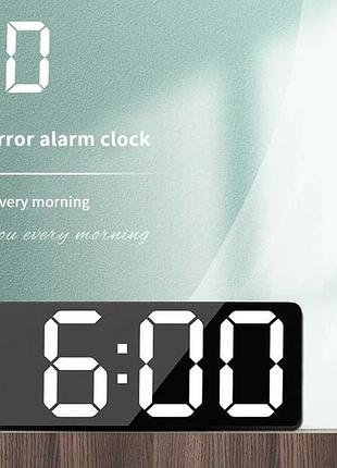 Настільний електронний led-годинник, будильник, термометр black/white