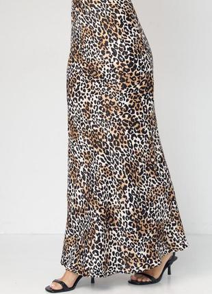 Атласная юбка с леопардовым принтом, цвет: коричневый5 фото