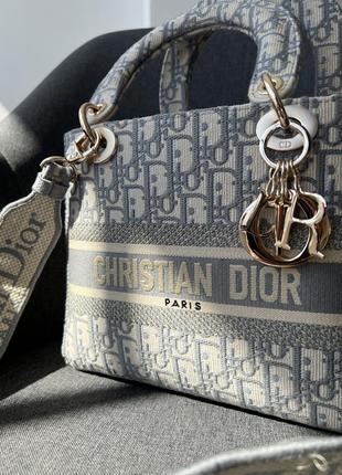 👜 dior lady d-lite textile gray9 фото