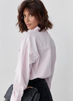 Жіноча сорочка з термостразами на кишенях — рожевий колір, m (є розміри)2 фото