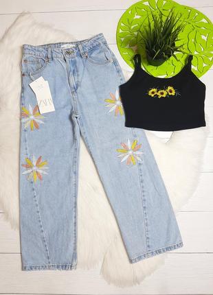 Джинси  zara  з вишивкою і топ