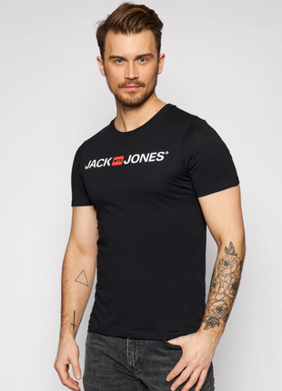 Футболка чоловіча jack&jones базова чорна l, xl, xxl