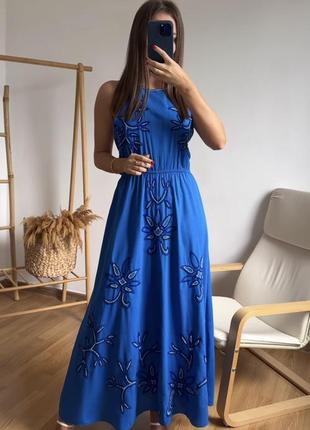 Розкішна лляна сукня з вишивкою та бісером💙