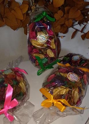 Саше ароматическое из сушеных лепестков в упаковке с розовым бантом+подарок