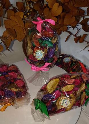 Саше ароматическое из сушеных лепестков в упаковке с розовым бантом+подарок