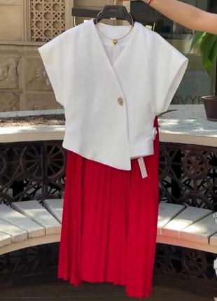 Жіночий костюм спідниця максі + жилет на гудзику з підкладкою