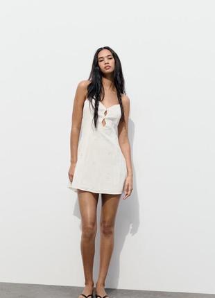 Коротка сукня біла лляна zara new