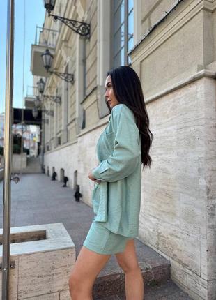 Костюм с шортами женский легкий повседневный на лето летний зеленый синий белый черный...