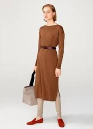 Uniqlo платье из мериносовой смеси с воротником-лодочкой и длинными рукавами