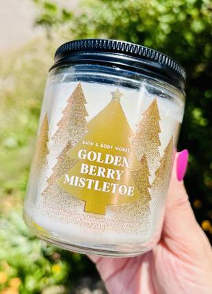 Свічка на 1 гніт golden berry mistletoe від bath&body works