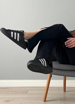 Женские кожаные кроссовки adidas superstar black white адидас суперстар скидка