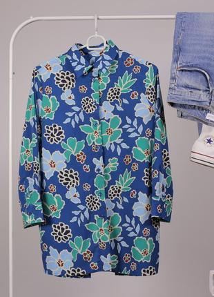 Рубашка в цветочный принт интересного кроя сзади banana republic