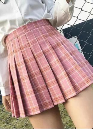 Юбка мини розовая в корейском японском стиле1 фото