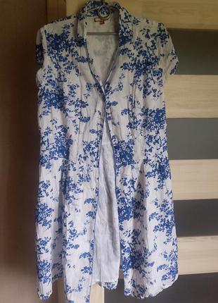 Сукня халат сорочка квітковий принт біло голуба